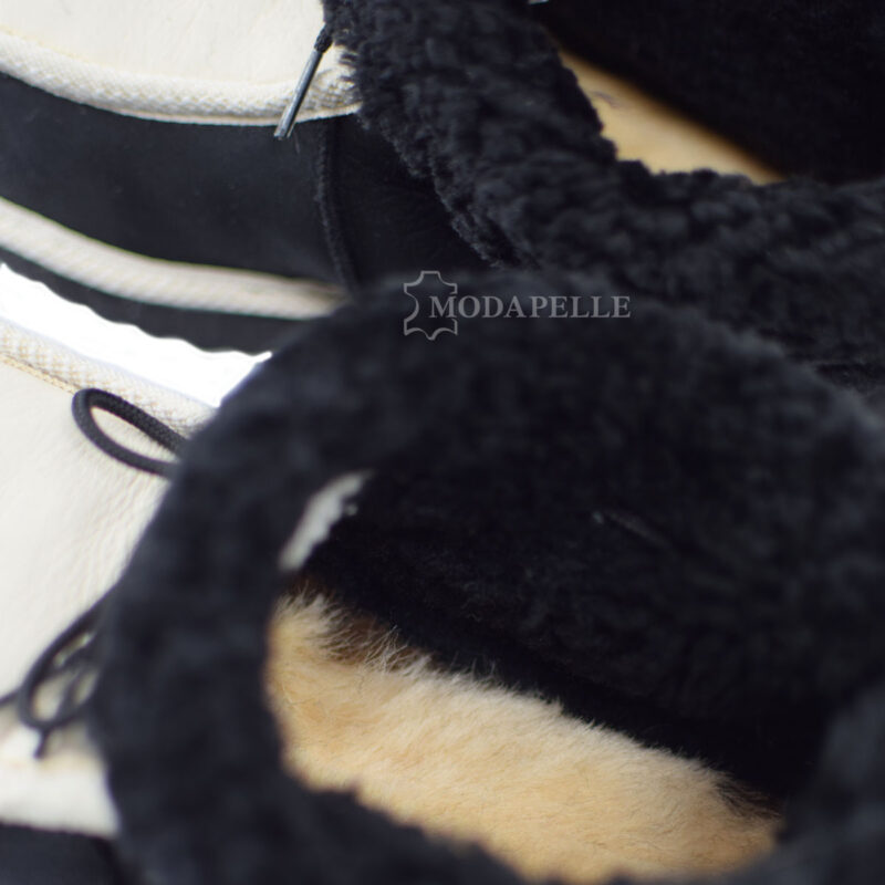 Pantofole in pelliccia chiuse di Kastoria mp423 nero beige - lacci