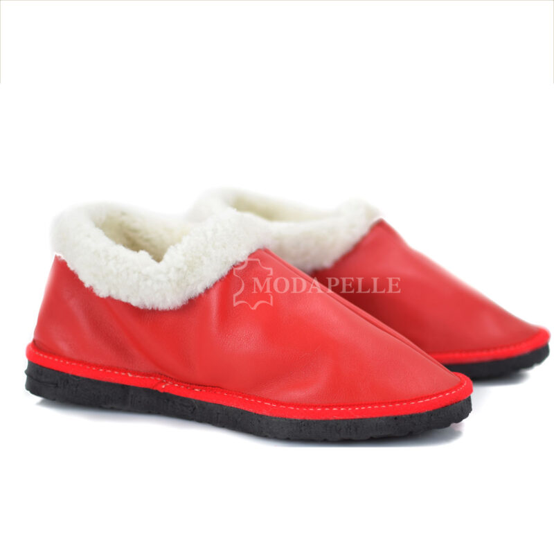 Pantofole in pelliccia chiuse di Kastoria mp421 rosso