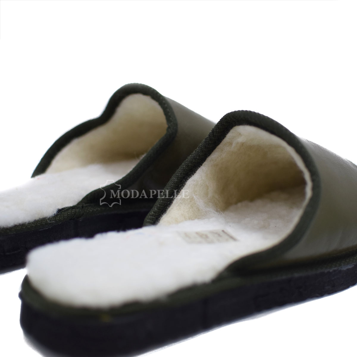 Men's fur slippers from Kastoria olive green Modapelle