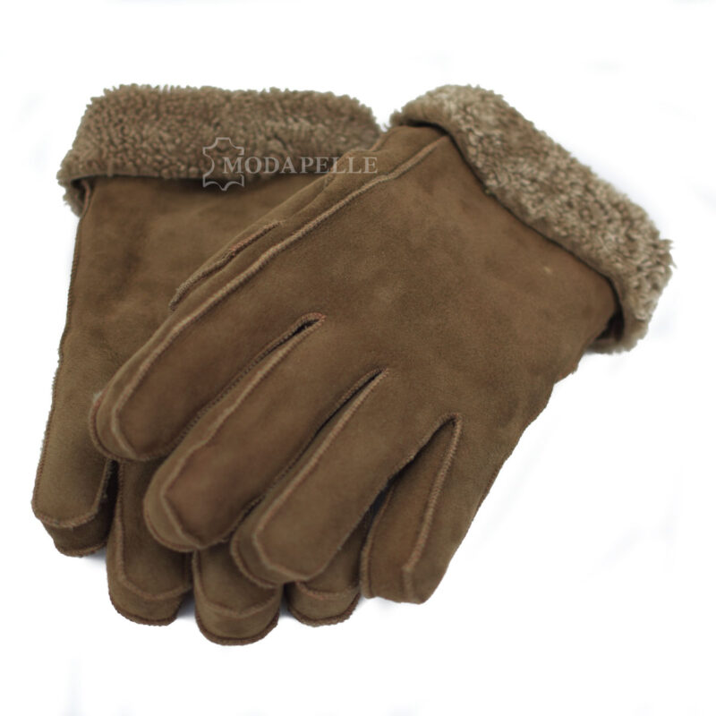 δερμάτινα γάντια μουτόν σε καφέ χρώμα
