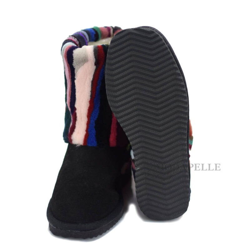 Pelziger Stiefelette Nerzfell Multicolor