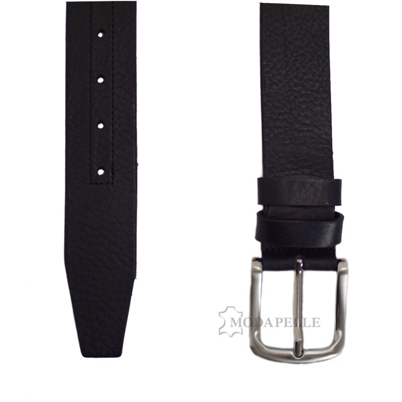 Leather belt in black color, made in Italy - Modapelle