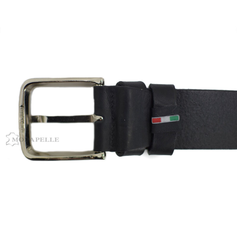 Leather belt in black color, made in Italy - Modapelle