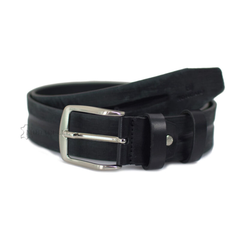 Leather belt in black color, made in Italy - Modapelle