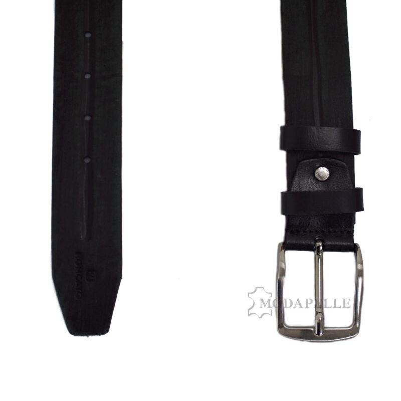 Leather belt in black color, made in Italy - Modapelle