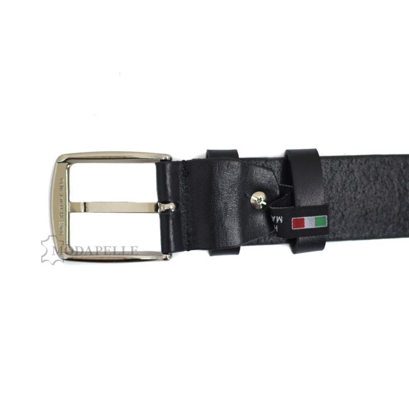 Leather belt in black color, made in Italy - Modapelle