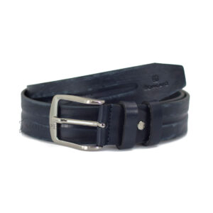 leather belt in blue color, made in Italy - Modapelle