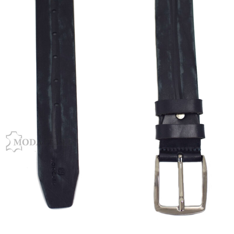 leather belt in blue color, made in Italy - Modapelle