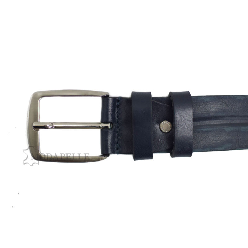 leather belt in blue color, made in Italy - Modapelle