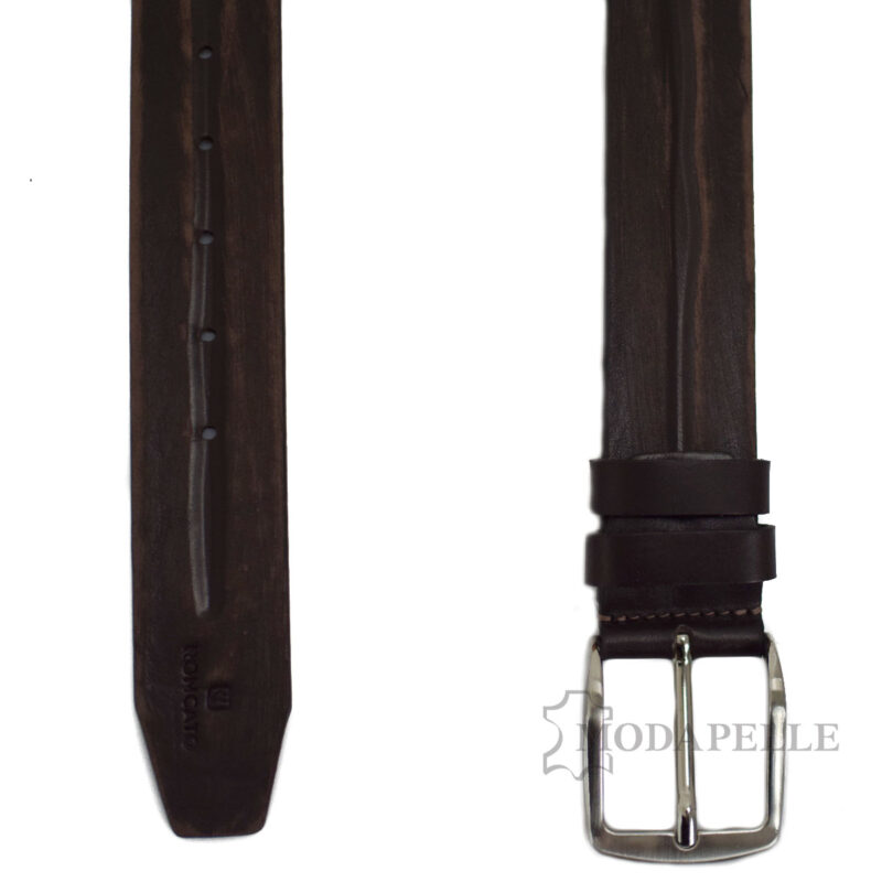 leather belt in color brown, made in Italy - Modapelle