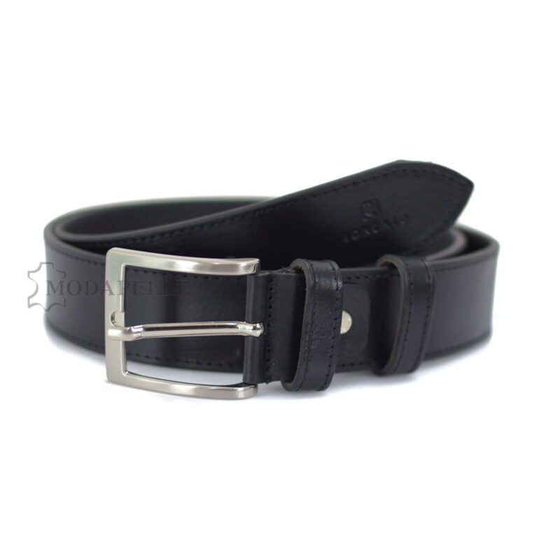 Leather belt in black color, made in Italy - Modapelle