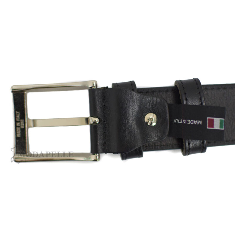 Leather belt in black color, made in Italy - Modapelle