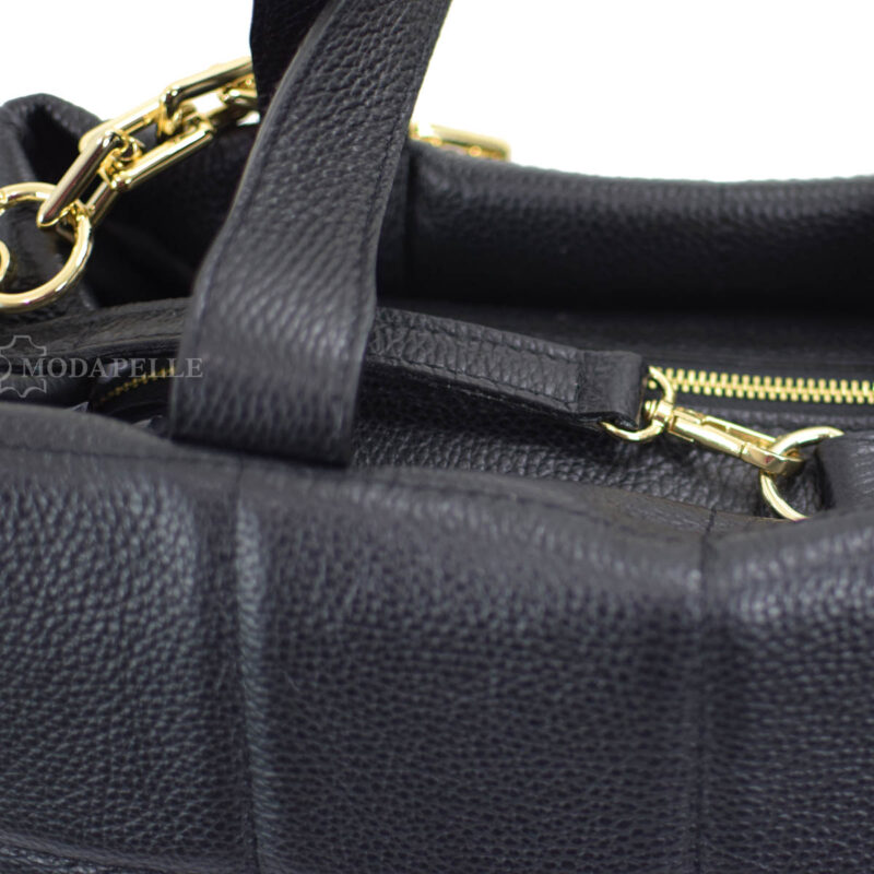 leather shoulder bag in black color - made in Italy