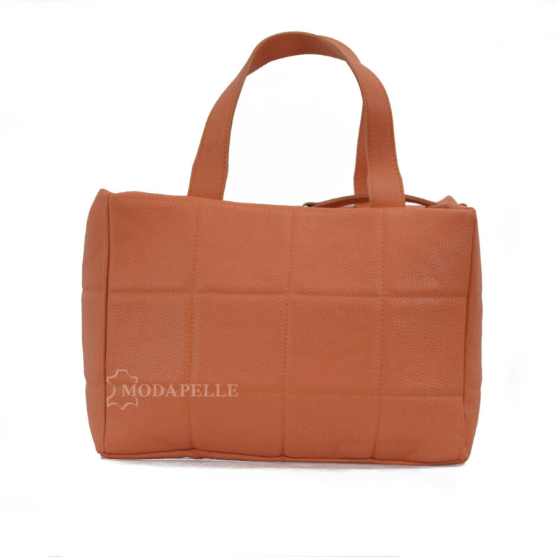 leather shoulder bag in orange color - made in Italy