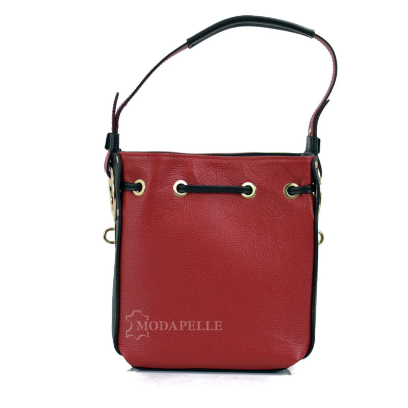 leather shoulder bag in red color - made in Italy