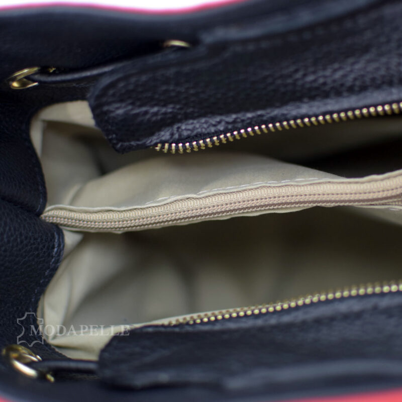 leather shoulder bag in red color - made in Italy