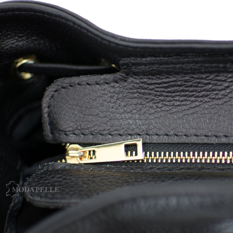 leather shoulder bag in black color - made in Italy