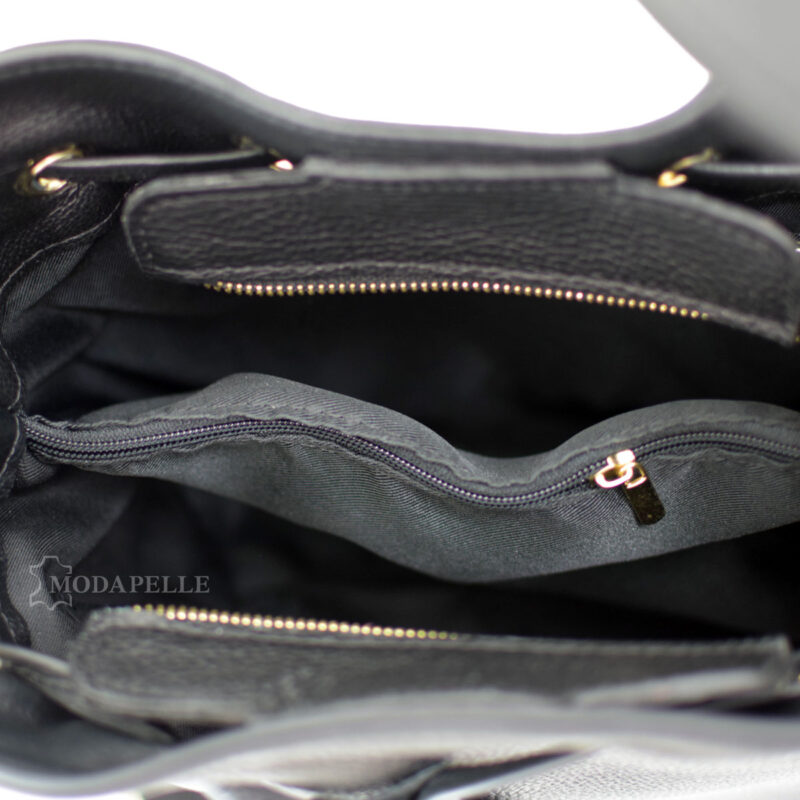 leather shoulder bag in black color - made in Italy