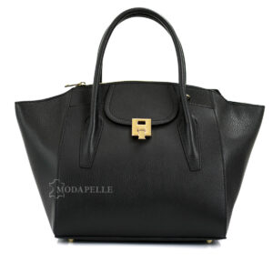 leather shoulder bag in black color - made in Italy