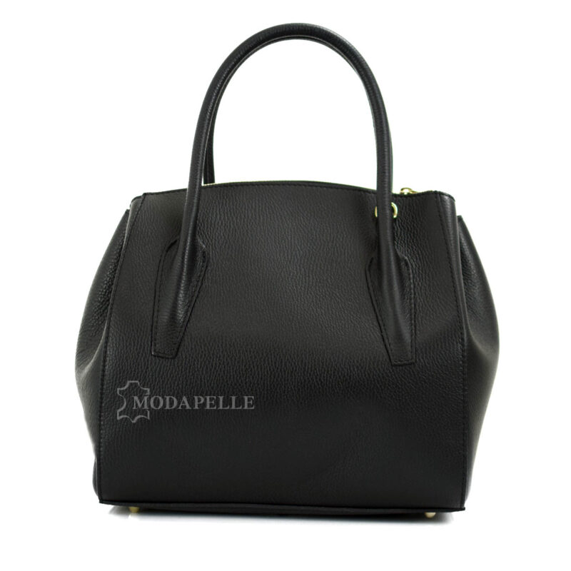 leather shoulder bag in black color - made in Italy