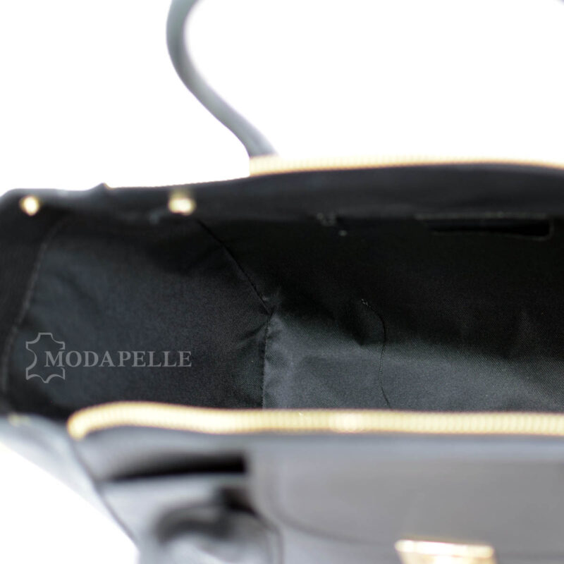 leather shoulder bag in black color - made in Italy