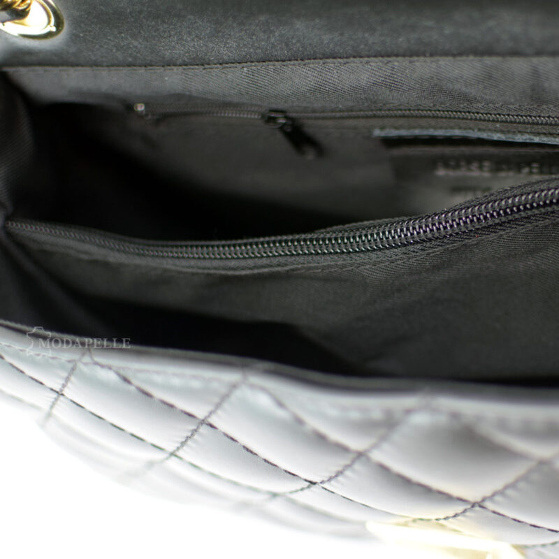 Leather shoulder bag, black color - made in Italy