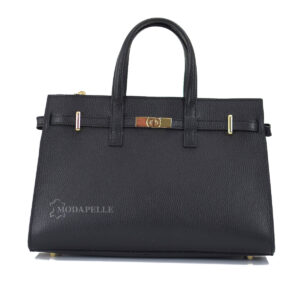 Leather bag in black color - made in Italy