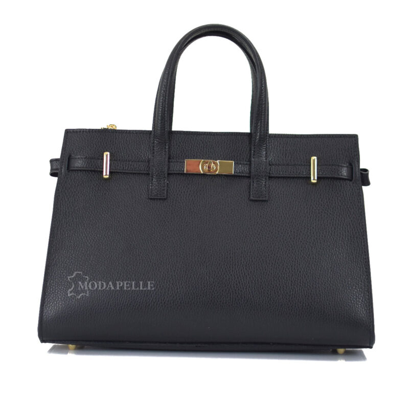 Leather bag in black color - made in Italy