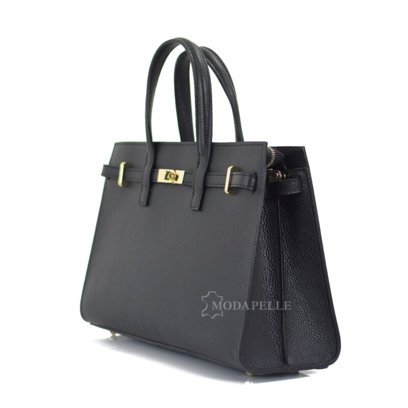 Leather bag in black color - made in Italy