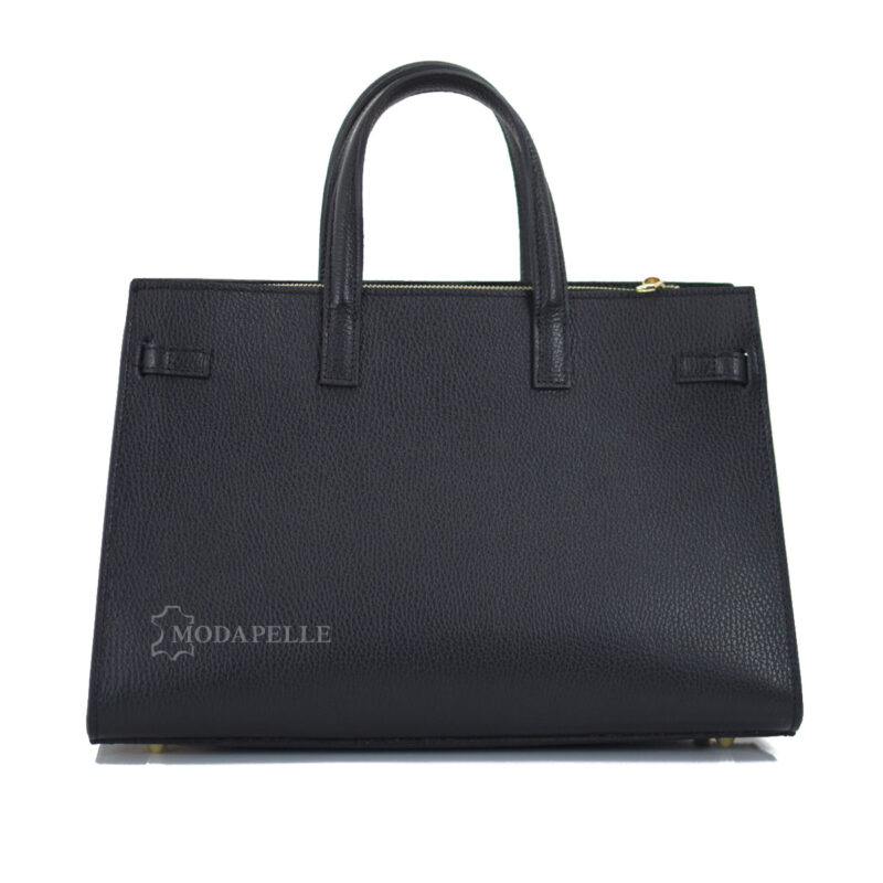 Leather bag in black color - made in Italy