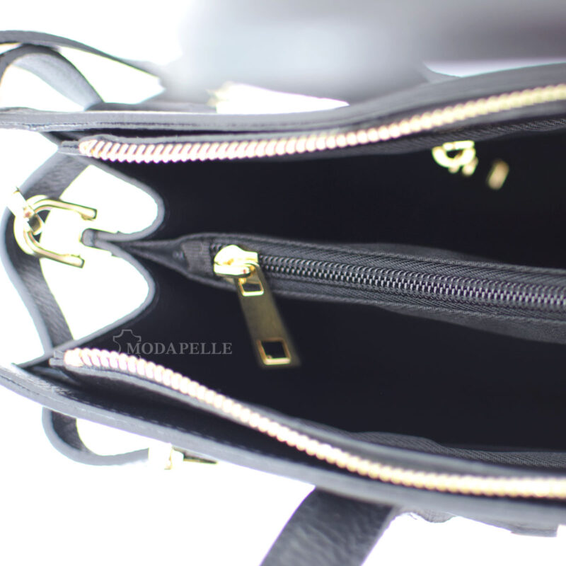 Leather bag in black color - made in Italy