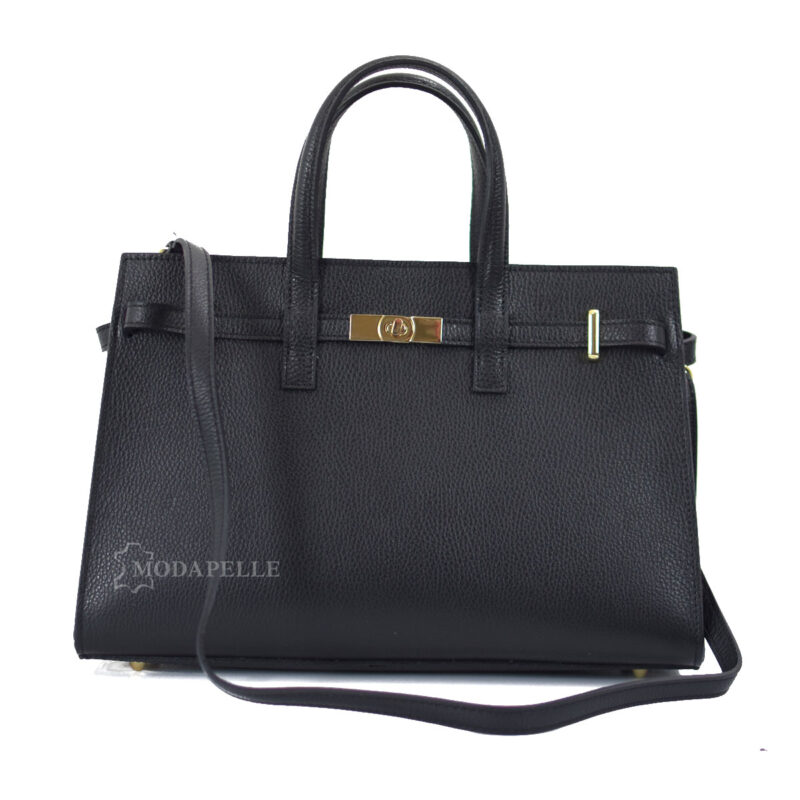 Leather bag in black color - made in Italy