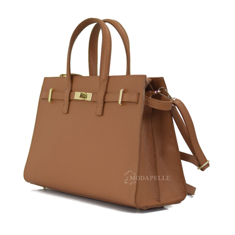 Leather bag in tan color - made in Italy