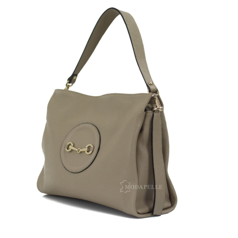 Leather bag, beige color - made in Italy
