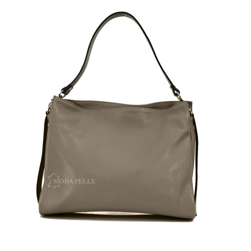 Leather bag, beige color - made in Italy