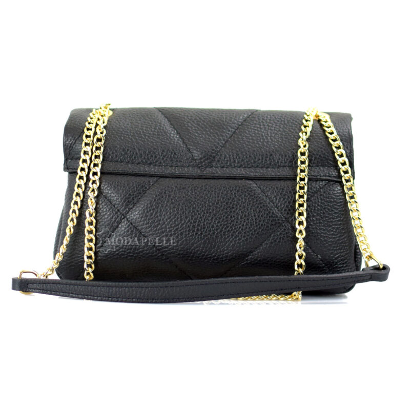 Leather shoulder bag in black color - made in Italy