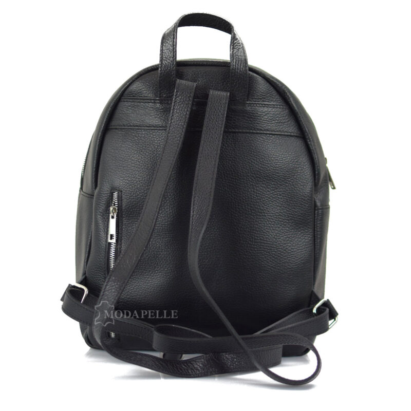 Leather backpack in black color - made in Italy