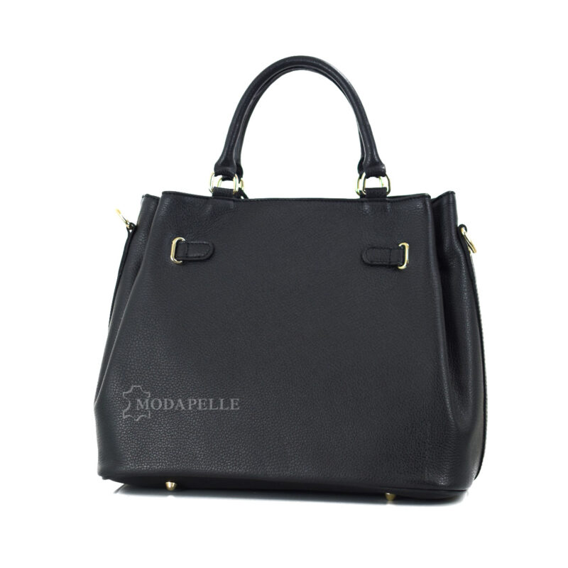 Leather bag in black color - made in Italy