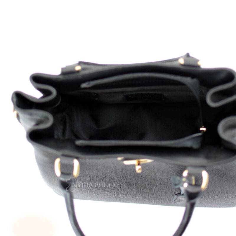 Leather bag in black color - made in Italy