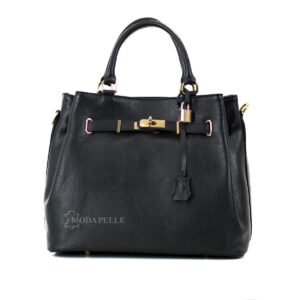 Leather bag in black color - made in Italy