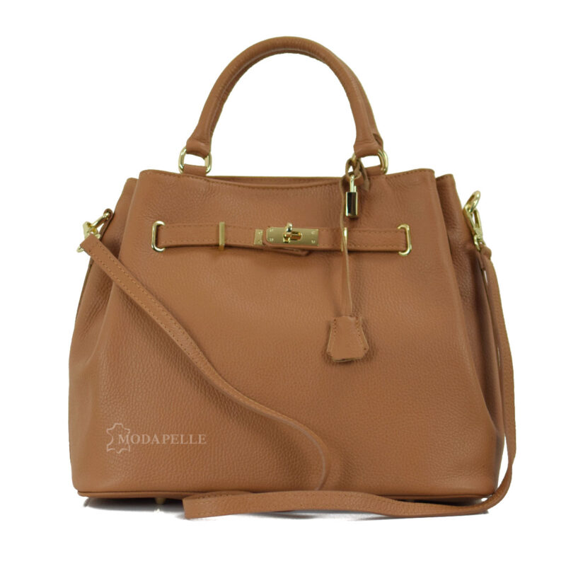 Leather bag in tan color - made in Italy