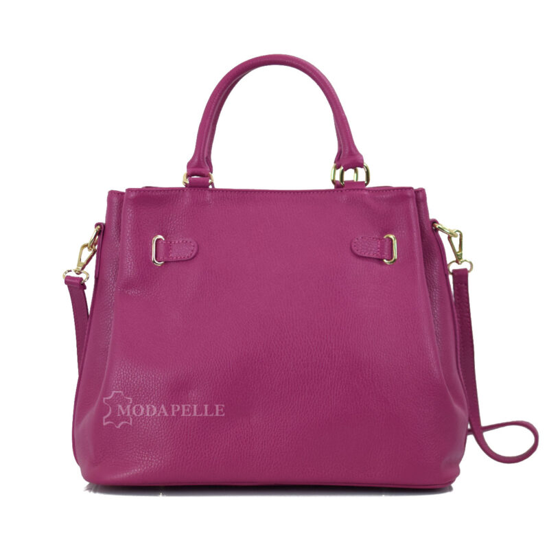 Leather bag in fuchsia color - made in Italy