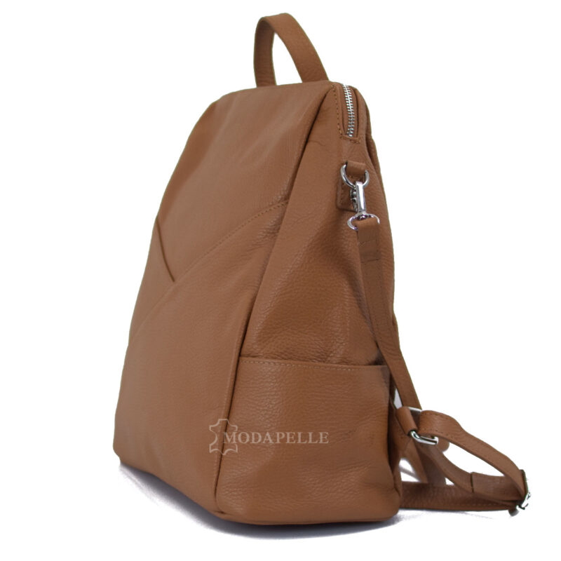 Leather backpack tan color - made in Italy