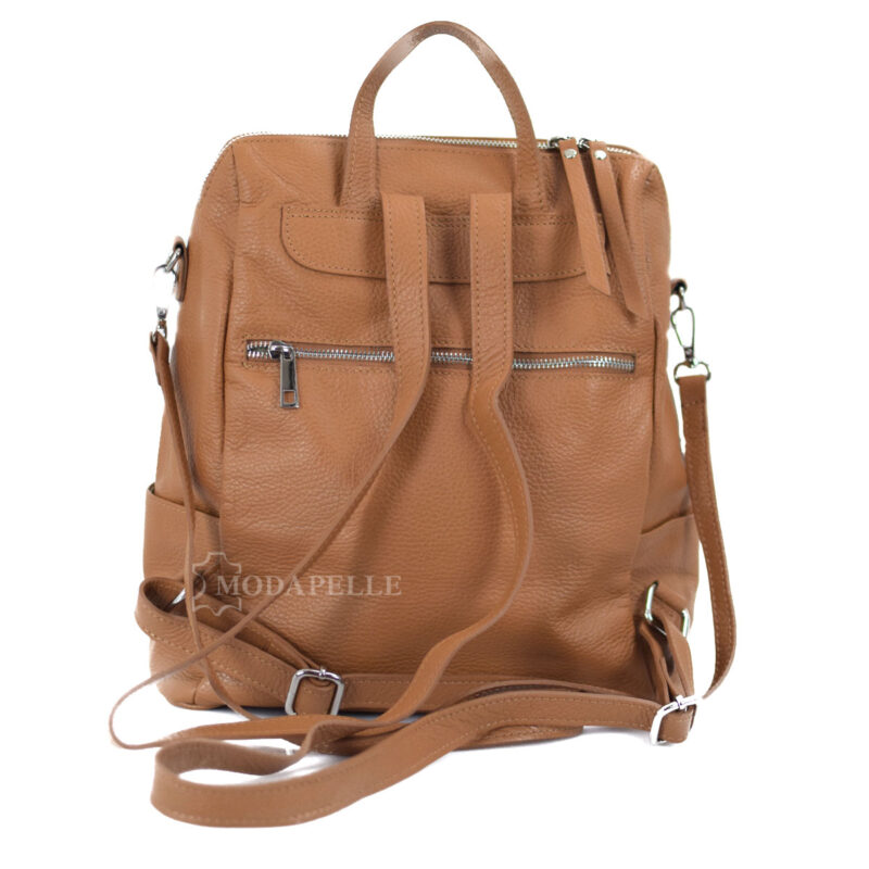 Leather backpack tan color - made in Italy