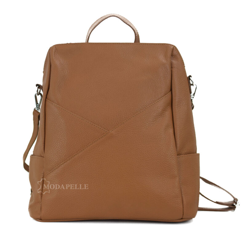 Leather backpack tan color - made in Italy