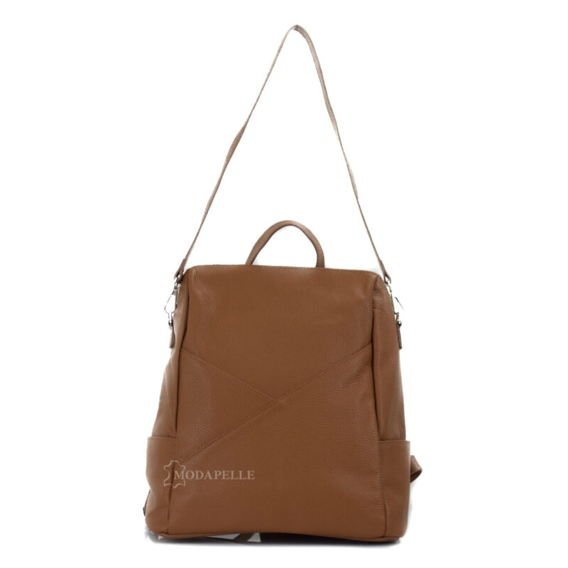 Leather backpack tan color - made in Italy