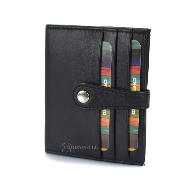 Leather card holder in black color