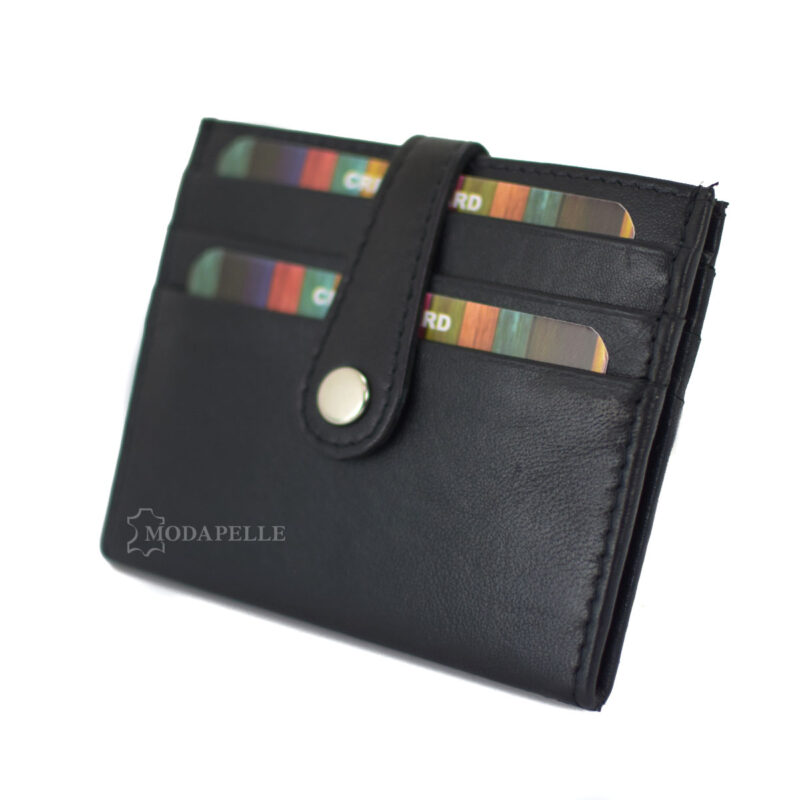 Leather card holder in black color