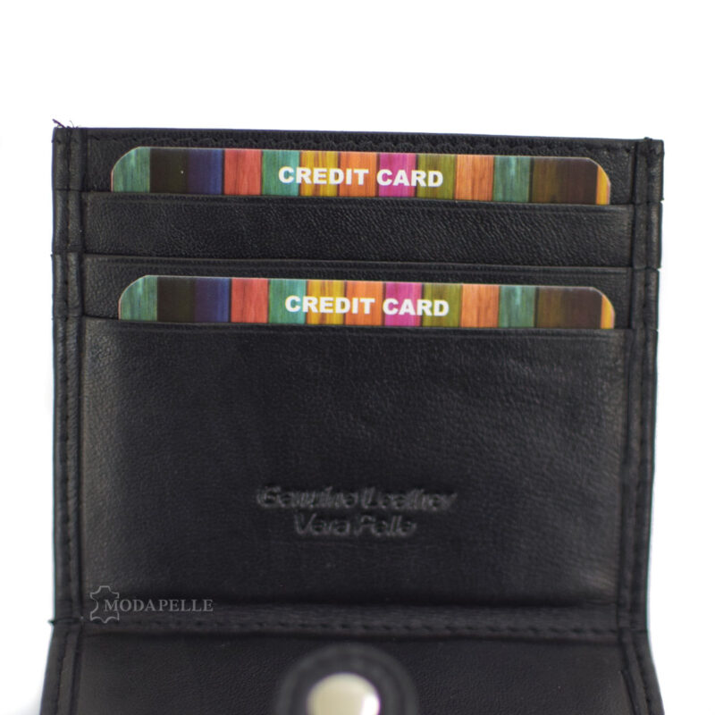 Leather card holder in black color