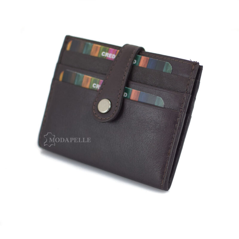 Leather card holder in brown color